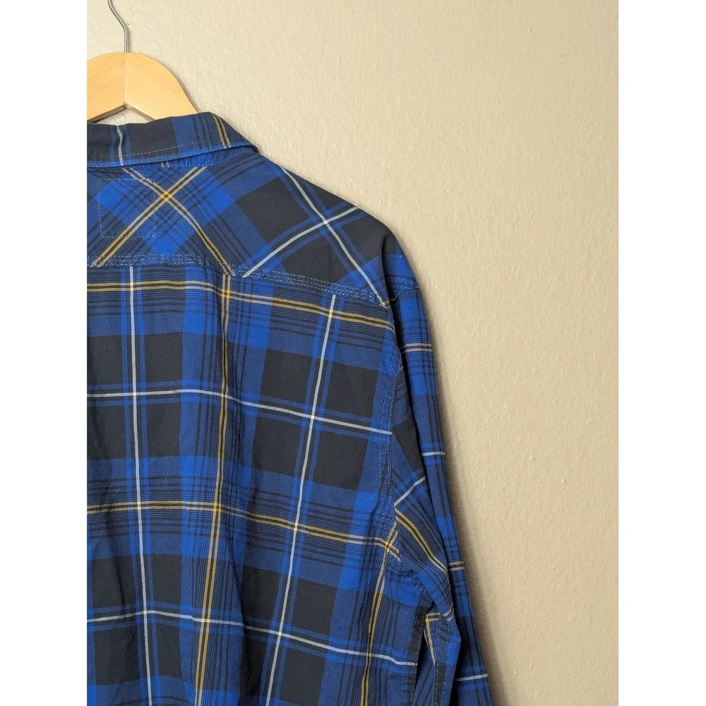Levi's Button Down Shirt Mens XXL Blue Black Plaid Flannel Style Long Sleeve L